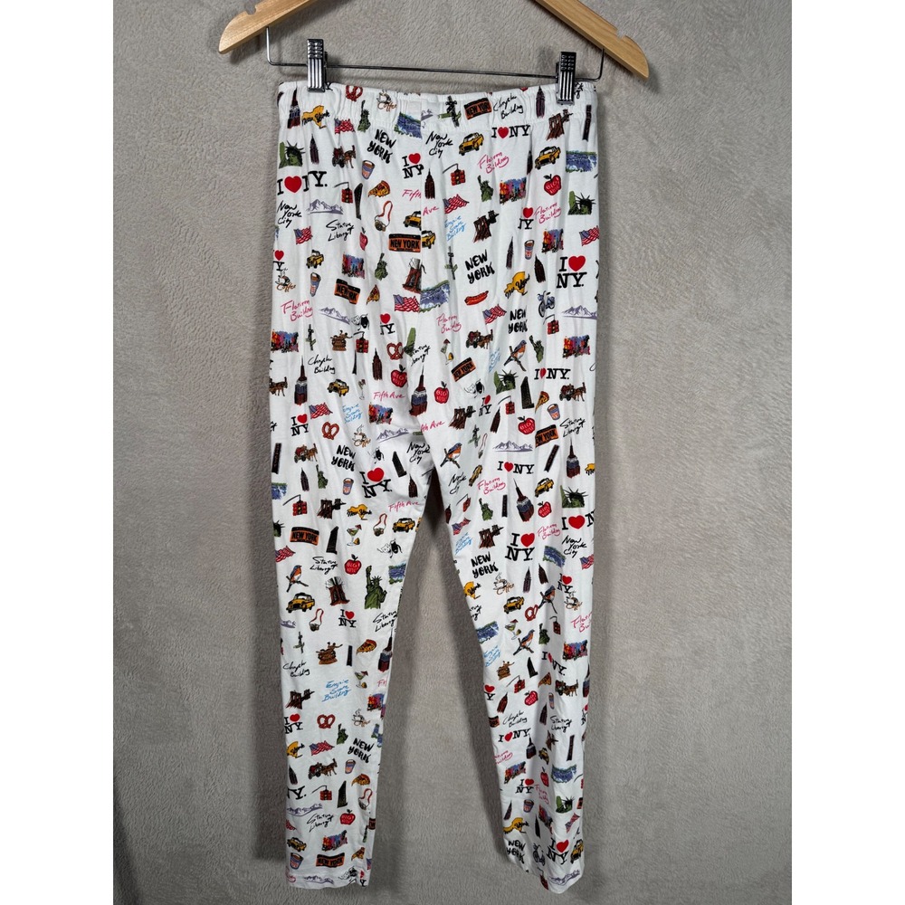 I Love NY Pajama Pants Mens Medium White Cotton Souvenir Print NYC Lounge Bottom